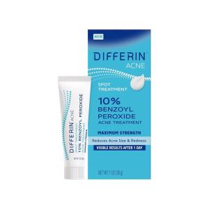 imageDifferin Acne Spot Treatment with 10 Benzoyl Peroxide Maximum Strength OTC Acne Treatment Fast Acting Spot Treatment for Face 1 oz