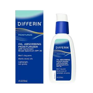 imageDifferin Oil Absorbing Moisturizer with SPF 30 Sunscreen for Face by the makers of Differin Gel Gentle Skin Care for Acne Prone Sensitive Skin 4 oz Packaging May Vary4 Fl Oz Pack of 1